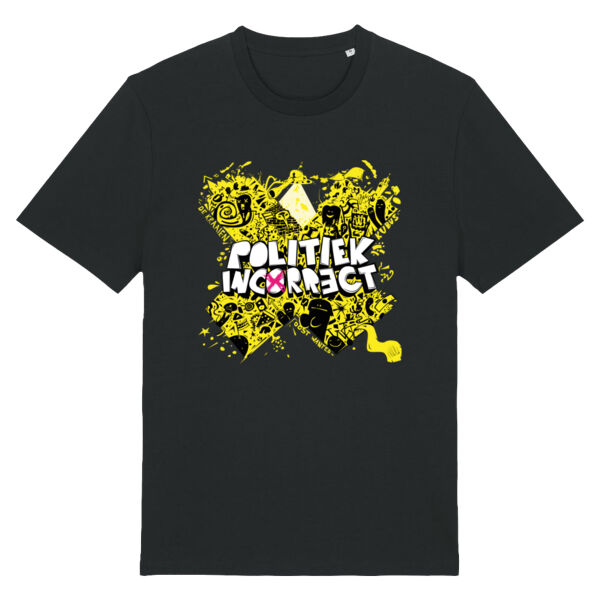 De Kraaien x Oost Wanted x Kubus – Politiek Incorrect Black T-Shirt Unisex Thumbnail